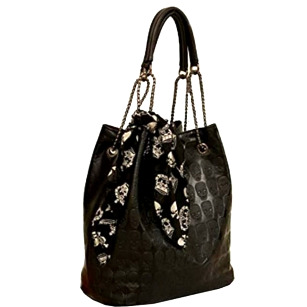 𝅺Black Faux Leather Skull Purse Shoulder Bag
